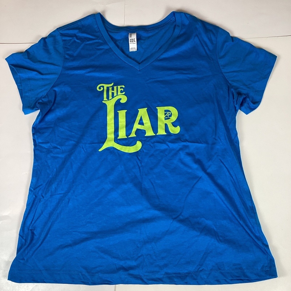 District Womens T Shirt Blouse The Liar Top Size 2X Stretch Comfort Soft Blue